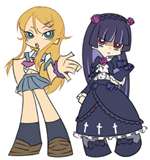 crossover, gokou_ruri, kousaka_kirino, kuroneko, lowres, ore_no_imouto_ga_konna_ni_kawaii_wake_ga_nai, panty_&amp;_stocking_with_garterbelt, simple_background