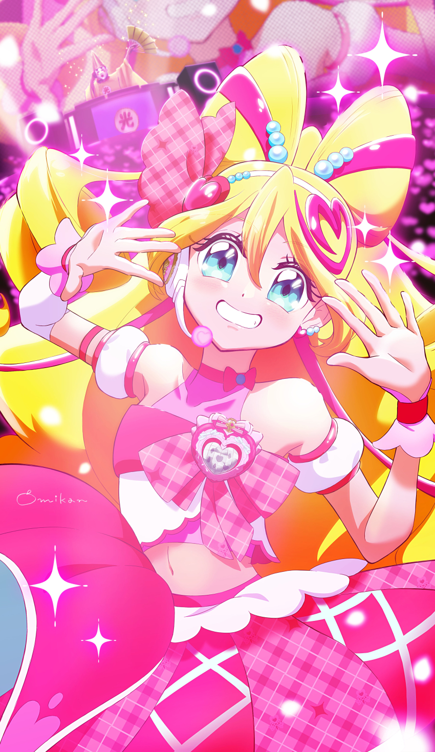 1girl, 1other, absurdres, arm_warmers, artist_name, blonde_hair, blue_eyes, blush