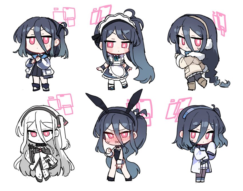 1girl, absurdly_long_hair, alternate_costume, animal_ears, apron, aris_(blue_archive), aris_(blue_archive)_(cosplay), aris_(winter)_(blue_archive)