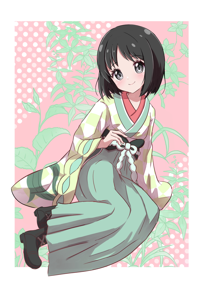 1girl, absurdres, alternate_color, black_eyes, black_hair, bob_cut, erika_(palentine's_2025)_(pokemon), erika_(pokemon)