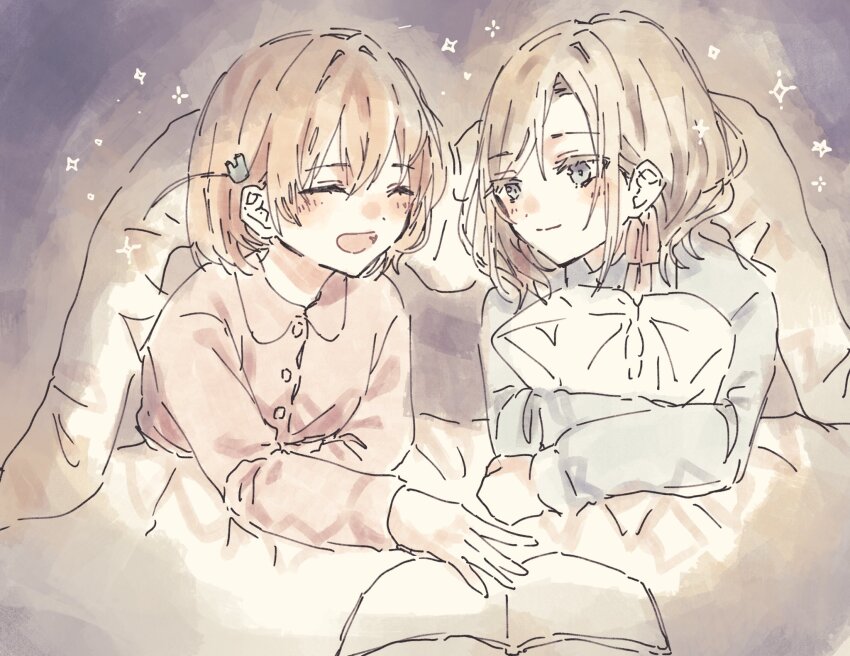 2girls, :d, ^_^, aged_down, blue_eyes, blush, book, ceras_yanagida_lilienfeld