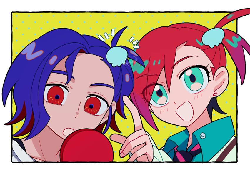 1boy, 1girl, amate_yuzuriha, aqua_eyes, blue_hair, blush, gundam, gundam_gquuuuuux