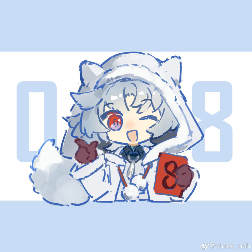 1boy, animal_ear_hood, animal_ears, arknights, black_gloves, chaosneh, chinese_commentary, commentary_request