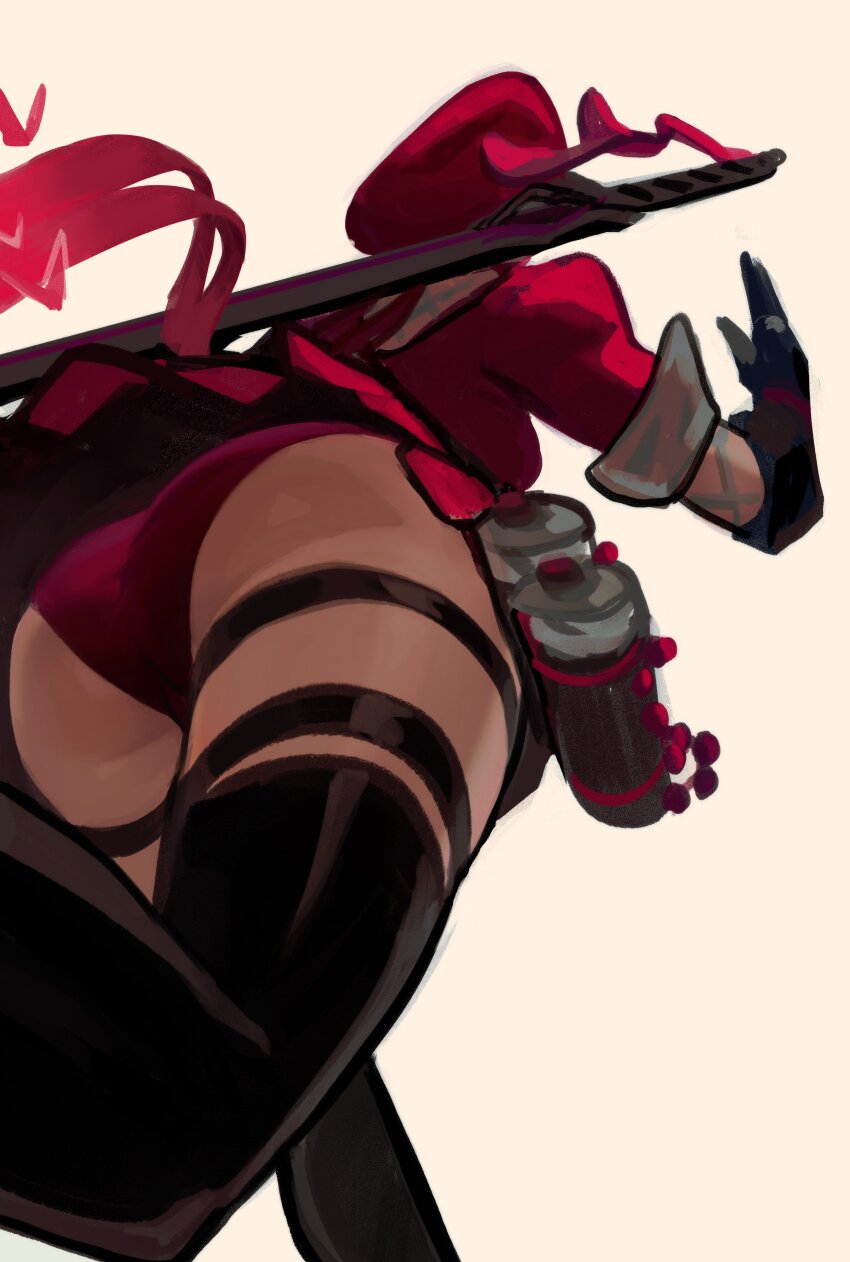 1girl, absurdres, ass, black_gloves, black_hair, braid, dress, gloves