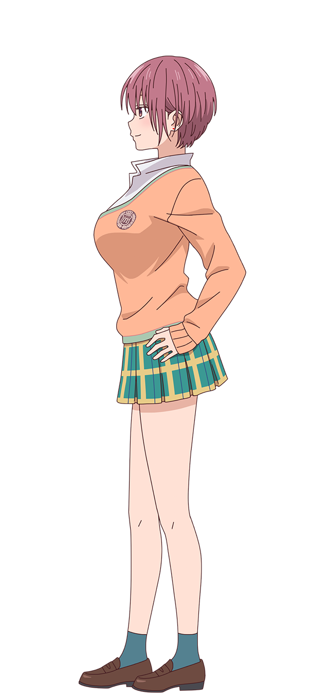 1girl, ankle_socks, aqua_socks, blush, breasts, brown_shoes, closed_mouth, collared_shirt