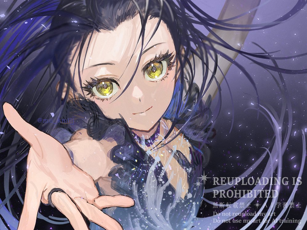 1girl, black_dress, black_hair, dress, kamisaki_hikaru, looking_at_viewer, medalist_(manga), mu_kmijj