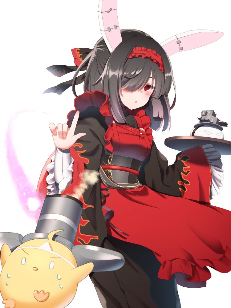 akimaru_m, apron, azur_lane, black_hair, bow, frilled_apron, frilled_hairband, frilled_sleeves