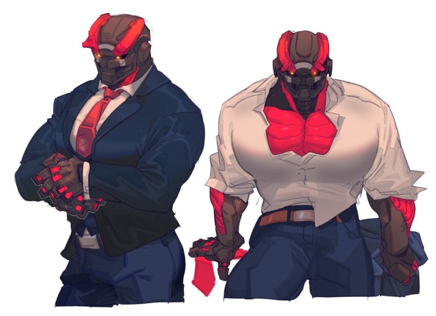 1boy, bara, blue_suit, boop_dega, collared_shirt, destiny_(game), formal_clothes, glowing