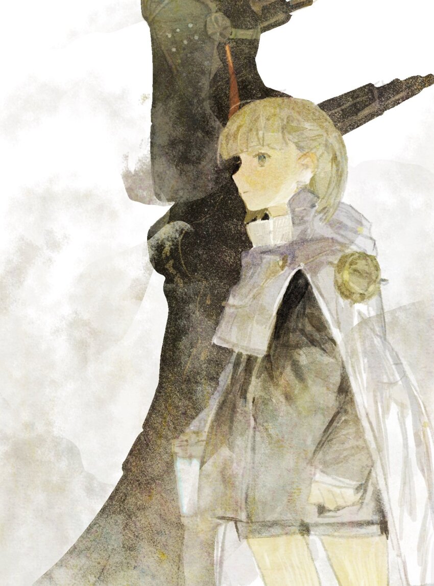 2girls, android, black_dress, black_jacket, cloak, dress, ender_lilies_quietus_of_the_knights, ender_magnolia_bloom_in_the_mist