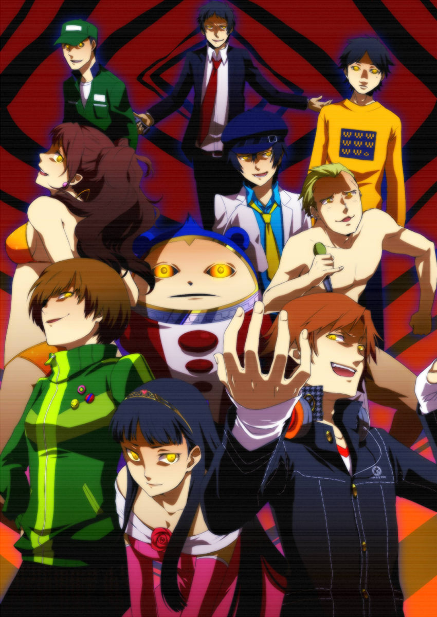 4girls, 5boys, adachi_tooru, amagi_yukiko, atlus, bad_id, bad_pixiv_id, bikini