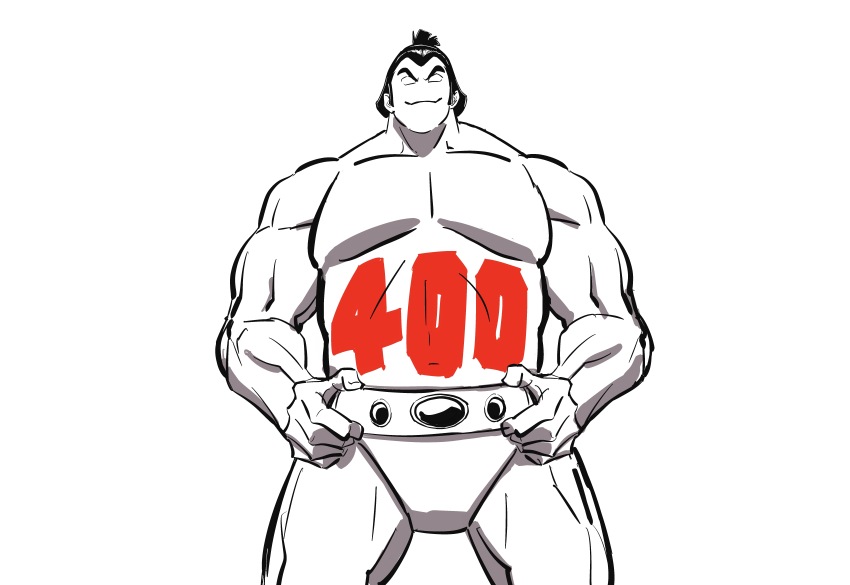 1boy, absurdres, belt, broad_shoulders, chonmage, cropped_legs, highres, holding, holding_belt, kinnikuman, looking_at_viewer, male_focus, muscular, muscular_male, short_hair, smile, strongman_waist, sumo, sushio, topknot, wolfman_(kinnikuman)