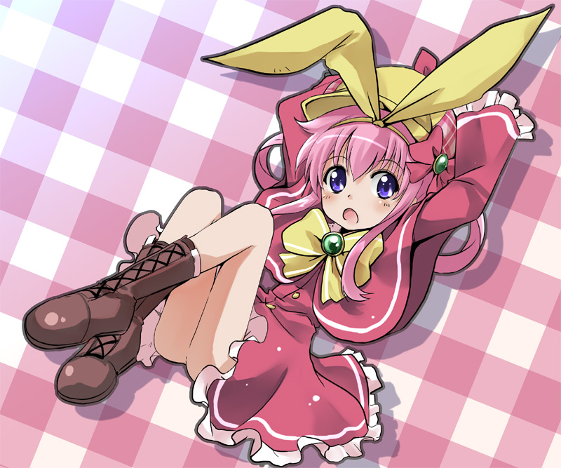 10s, 1girl, :o, boots, bow, dress, female_focus, full_body
