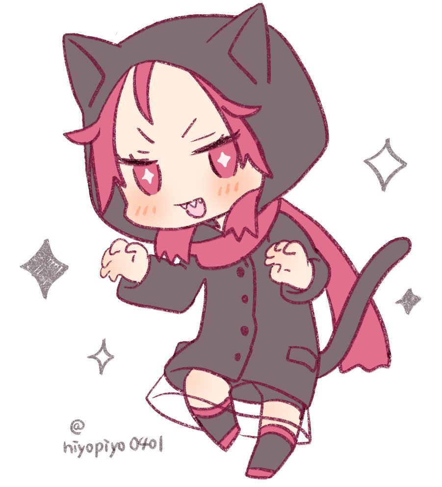 1girl, ahoge, animal_ears, hiyoko_piyopiyo, irodori_(irodoriginal), kemurikusa, long_sleeves, looking_at_viewer, open_mouth, red_eyes, red_hair, scarf, shirt, short_hair, simple_background, smile, solo