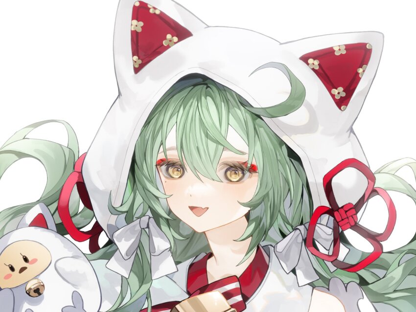 1girl, ahoge, akashi_(azur_lane), akashi_(white_cat's_repayment)_(azur_lane), animal_hood, azur_lane, bell, eyeliner