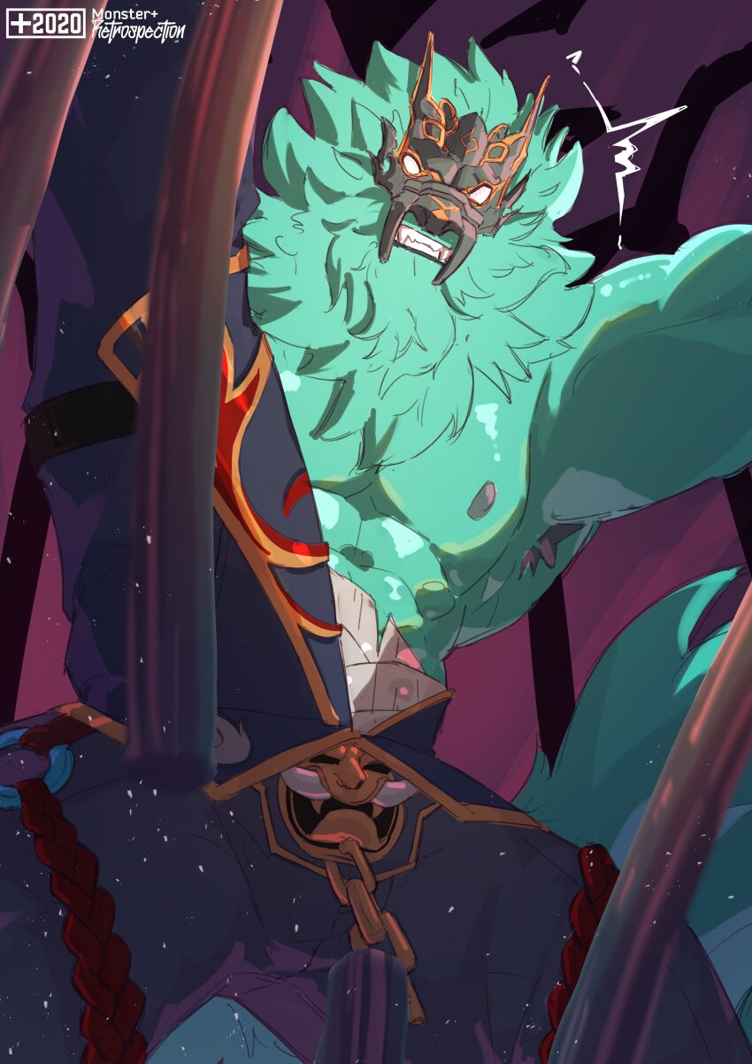 1boy, ^^^, abs, absurdres, animal_ears, armpit_hair, armpit_peek, arms_up