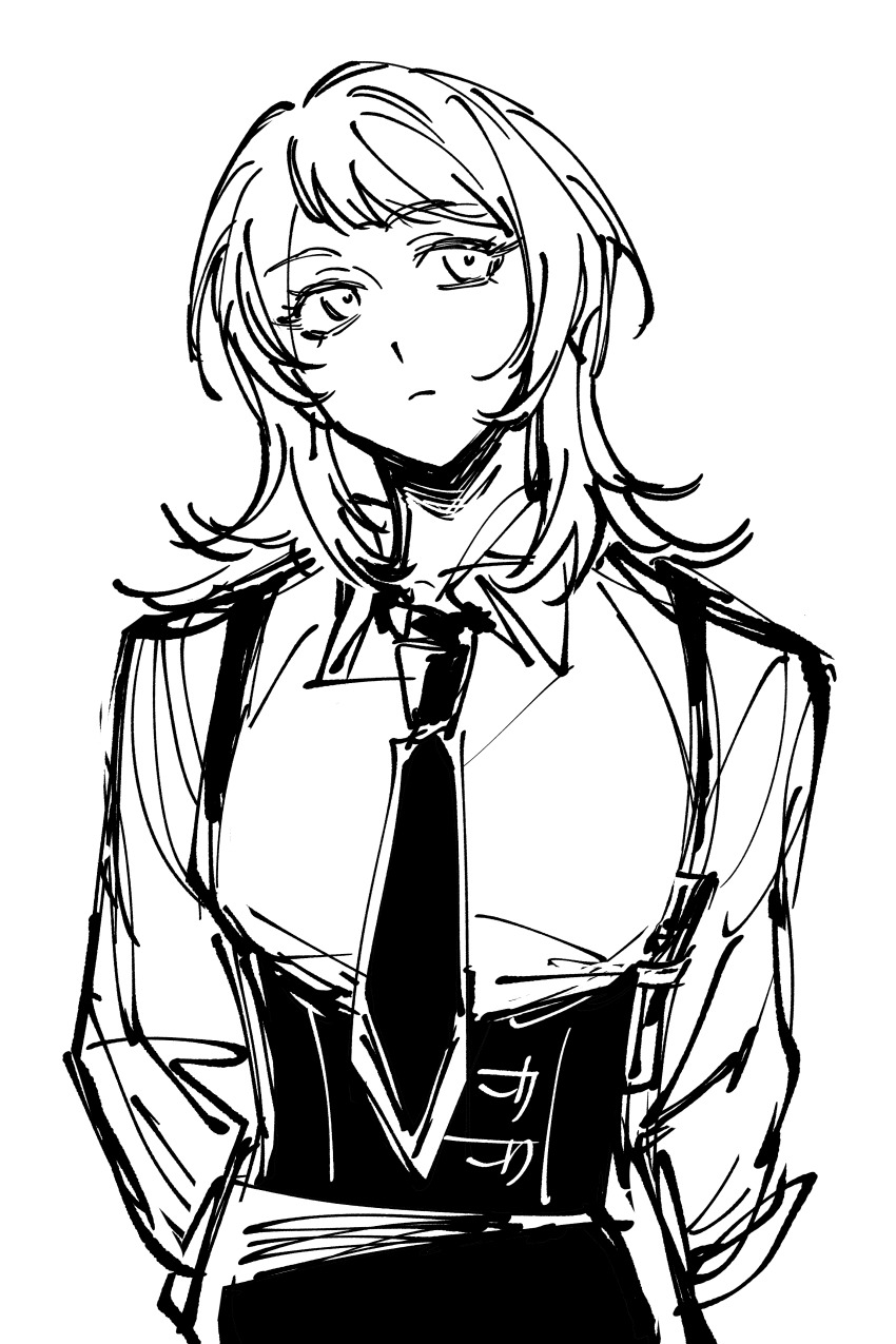 1girl, absurdres, arms_behind_back, bang_dream!, bang_dream!_it's_mygo!!!!!, chinese_commentary, closed_mouth, commentary_request