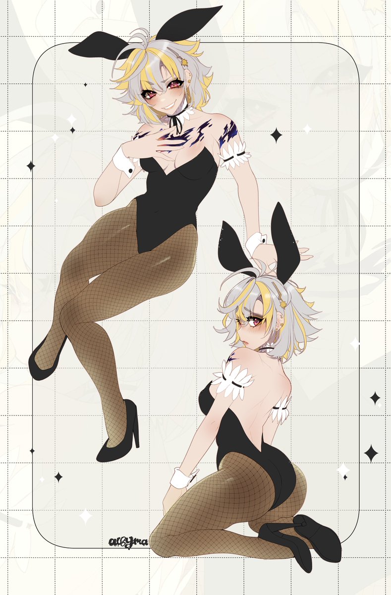 1girl, ahoge, alfyria, animal_ears, black_footwear, black_leotard, blonde_hair, blush