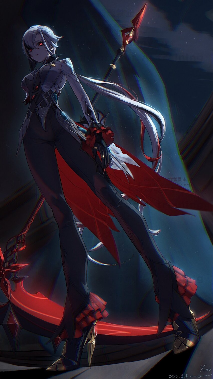 1girl, absurdres, arlecchino_(genshin_impact), black_eyes, black_hands, breasts, coat, colored_extremities