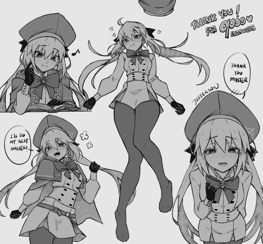 1girl, ahoge, artoria_caster_(fate), artoria_pendragon_(fate), black_gloves, blush, bow, breasts