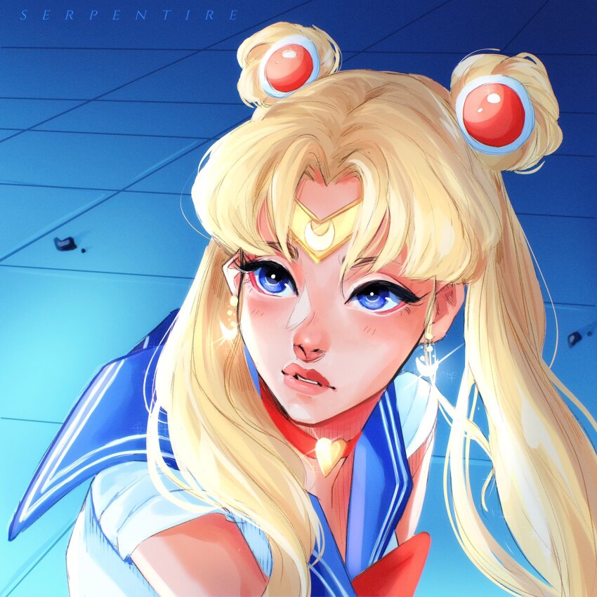 1girl, artist_name, bishoujo_senshi_sailor_moon, bishoujo_senshi_sailor_moon_s, blonde_hair, blue_eyes, blue_sailor_collar, bow