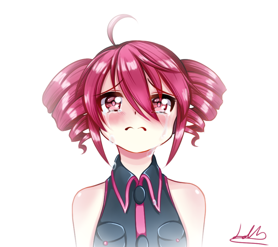 1girl, bare_shoulders, black_shirt, breast_pocket, chanpotei, collared_shirt, crying, crying_with_eyes_open