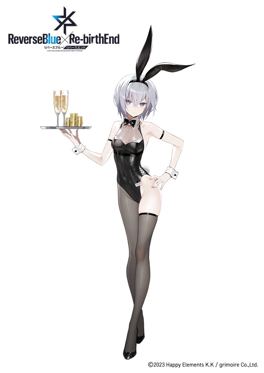 1girl, animal_ears, bare_shoulders, black_pantyhose, black_thighhighs, bow, bowtie, breasts