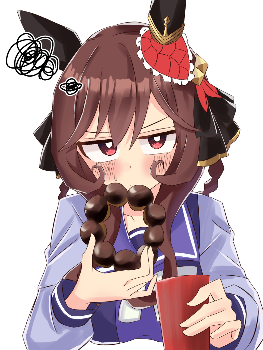 1girl, animal_ears, blush, bow, bowtie, braid, braided_hair_rings, commentary_request