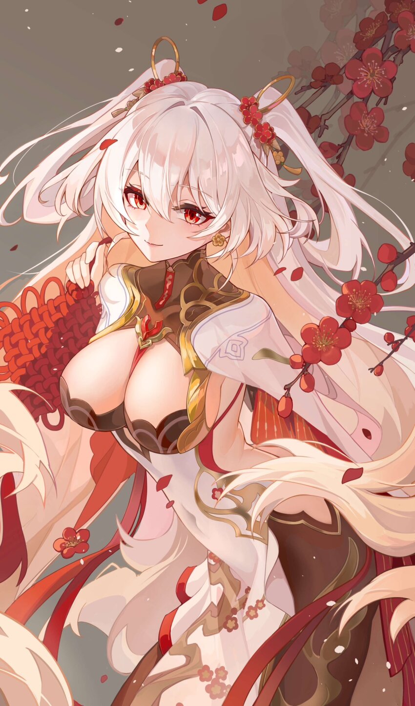 1girl, ai_dongdong, black_collar, breasts, chinese_commentary, cleavage, closed_mouth, collar