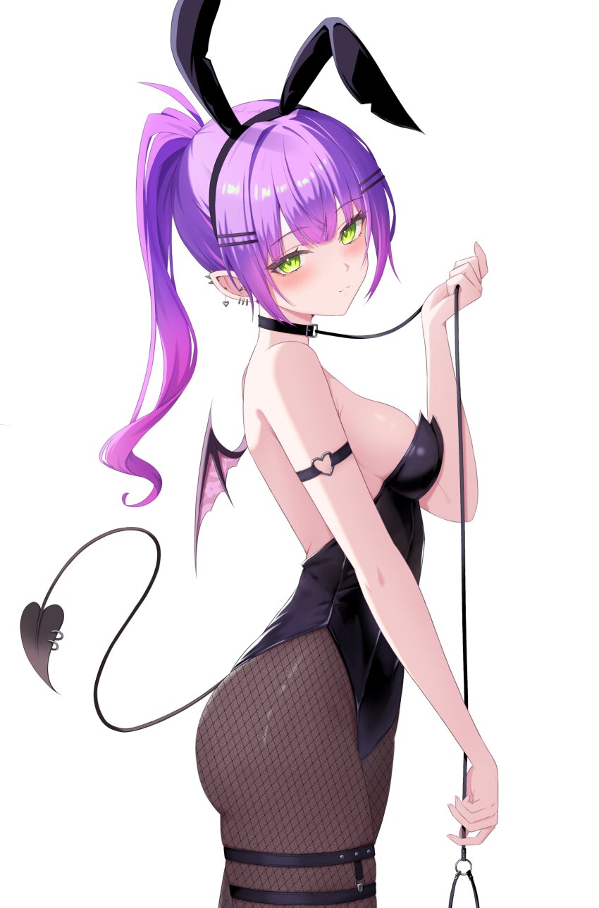 1girl, absurdres, animal_ears, bare_shoulders, black_leotard, black_pantyhose, black_tail, breasts