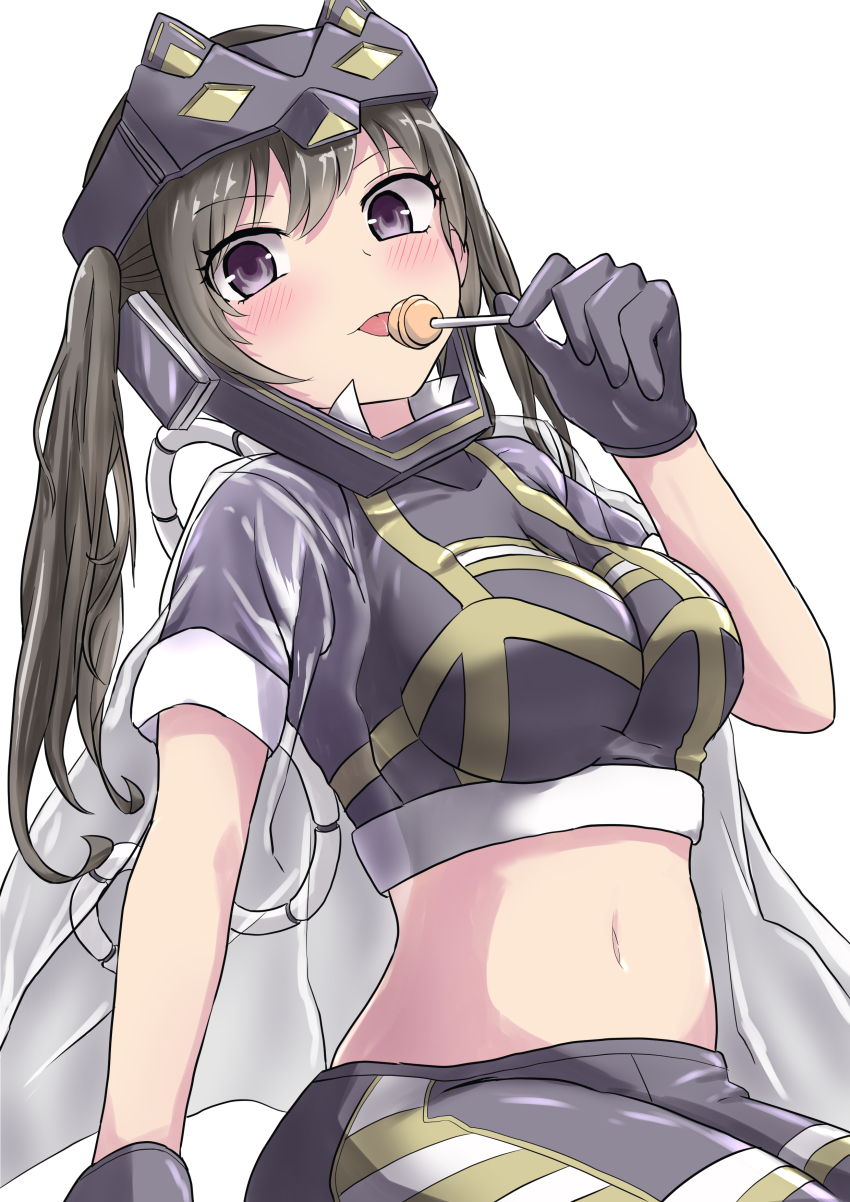1girl, absurdres, black_hair, breasts, brown_eyes, brown_hair, candy, cat_mask