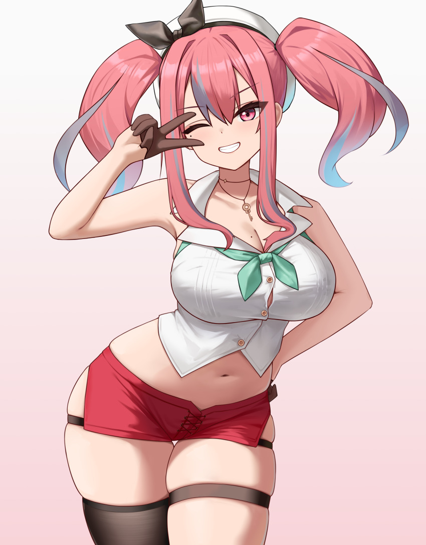 1girl, absurdres, atelier_(series), atelier_ryza, azur_lane, bare_shoulders, beret, black_thighhighs