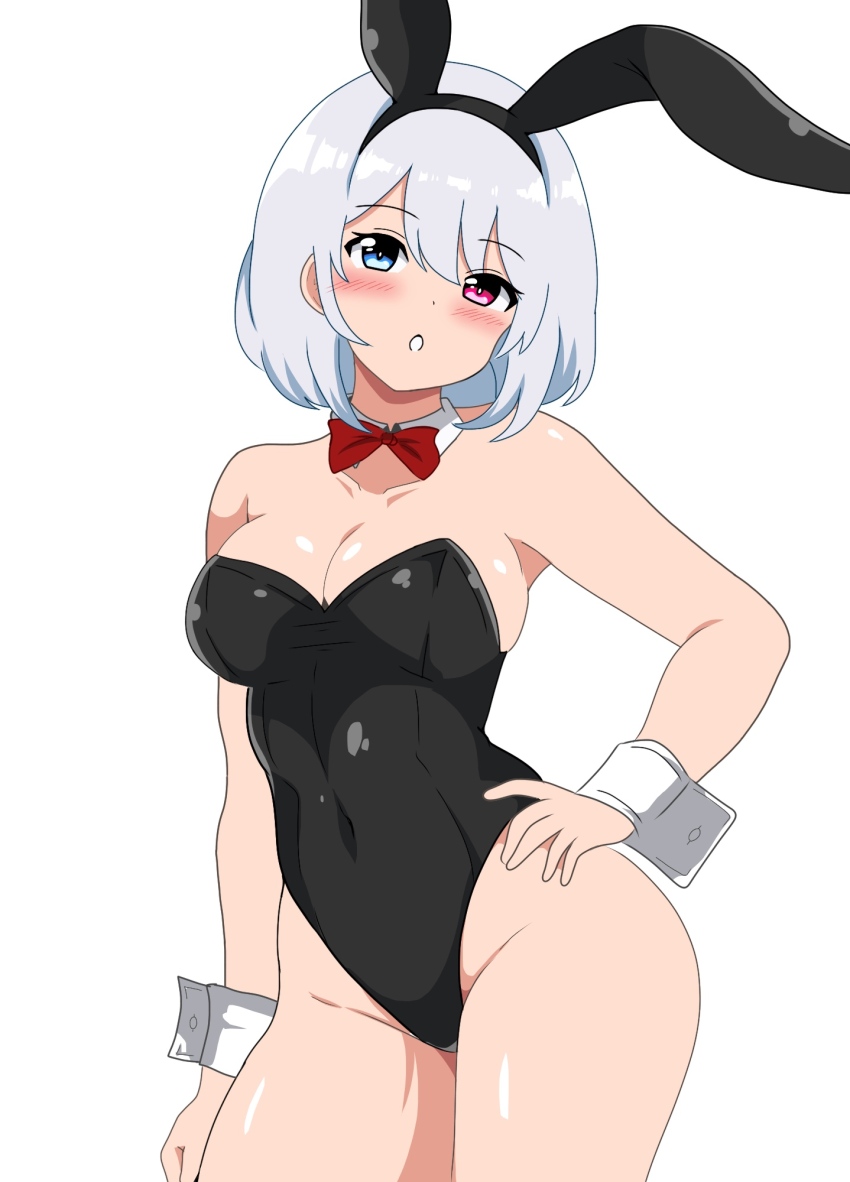 1girl, animal_ear_hairband, animal_ears, beyblade, blue_eyes, bow, bowtie, breasts