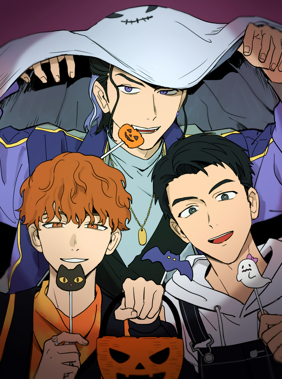 3boys, akuse_jou, azkn, bakuage_sentai_boonboomger, basket, black_hair, brown_hair, bureki_genba