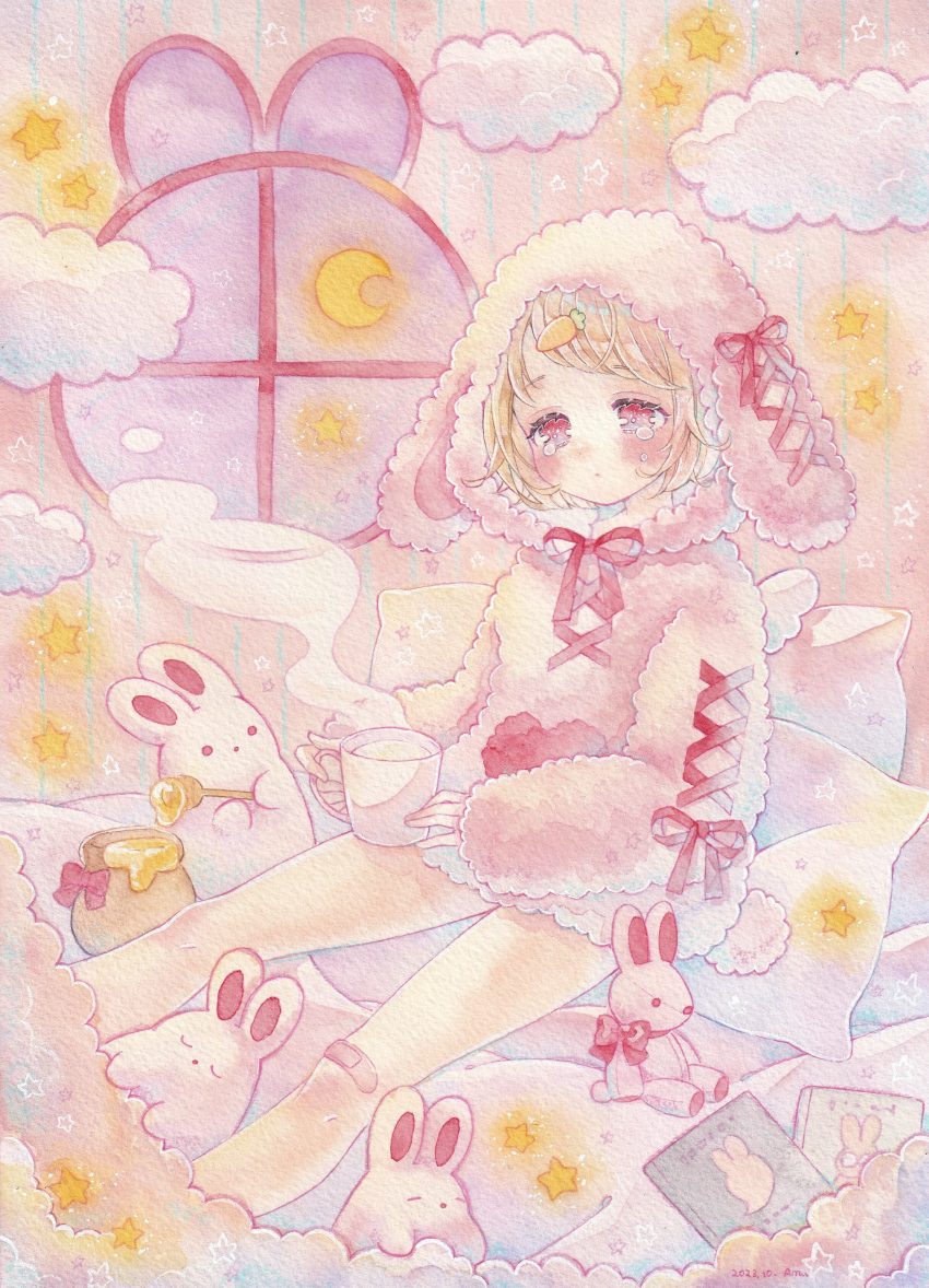 1girl, absurdres, amu_(m_aa), animal_ear_hood, animal_ears, animal_hood, bandaid, bandaid_on_knee