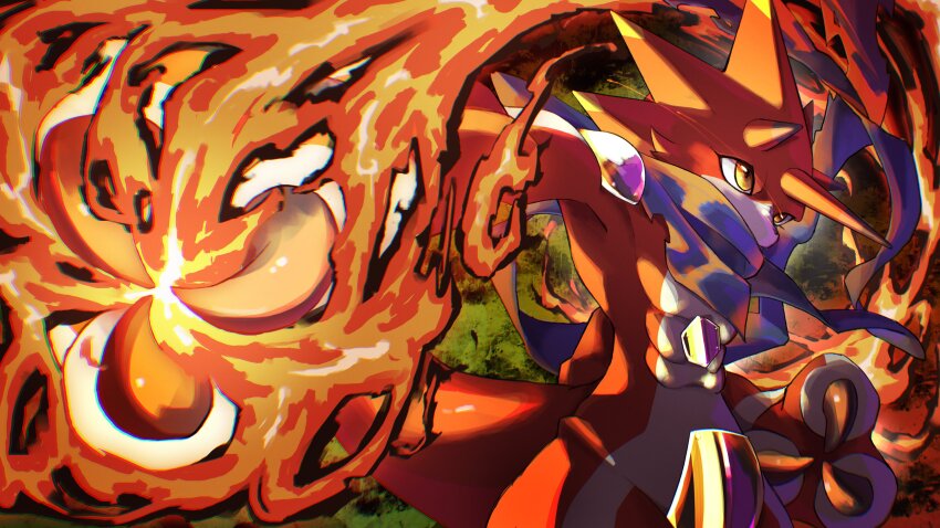 absurdres, betelgammamon, blue_scarf, cowboy_shot, crotch_plate, digimon, digimon_(creature), fewer_digits