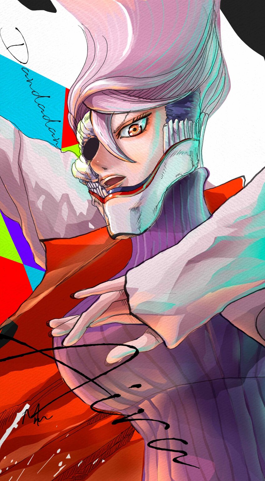 1girl, absurdres, acrobatics, alternate_form, asymmetrical_mask, ballerina, ballet, breasts