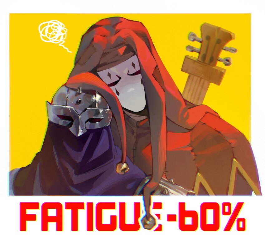 2boys, armor, bell, bounty_hunter_(darkest_dungeon), cheolsu, commentary_request, darkest_dungeon, english_text