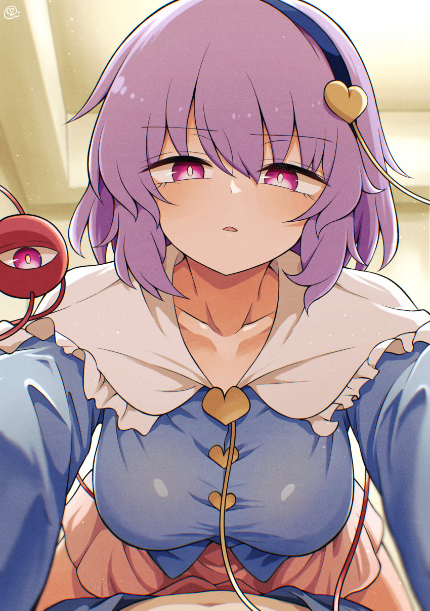 1girl, 1other, black_hairband, breasts, buttons, collarbone, collared_shirt, commentary_request