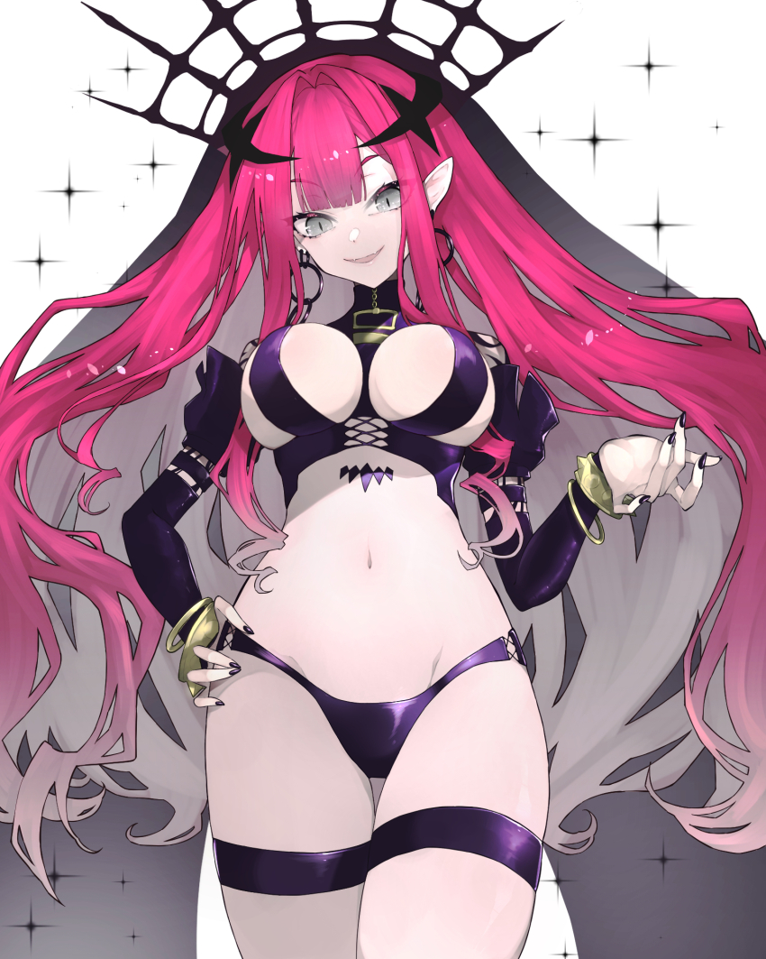 1girl, baobhan_sith_(fate), baobhan_sith_(second_ascension)_(fate), bare_shoulders, black_panties, bracelet, breasts, bridal_gauntlets