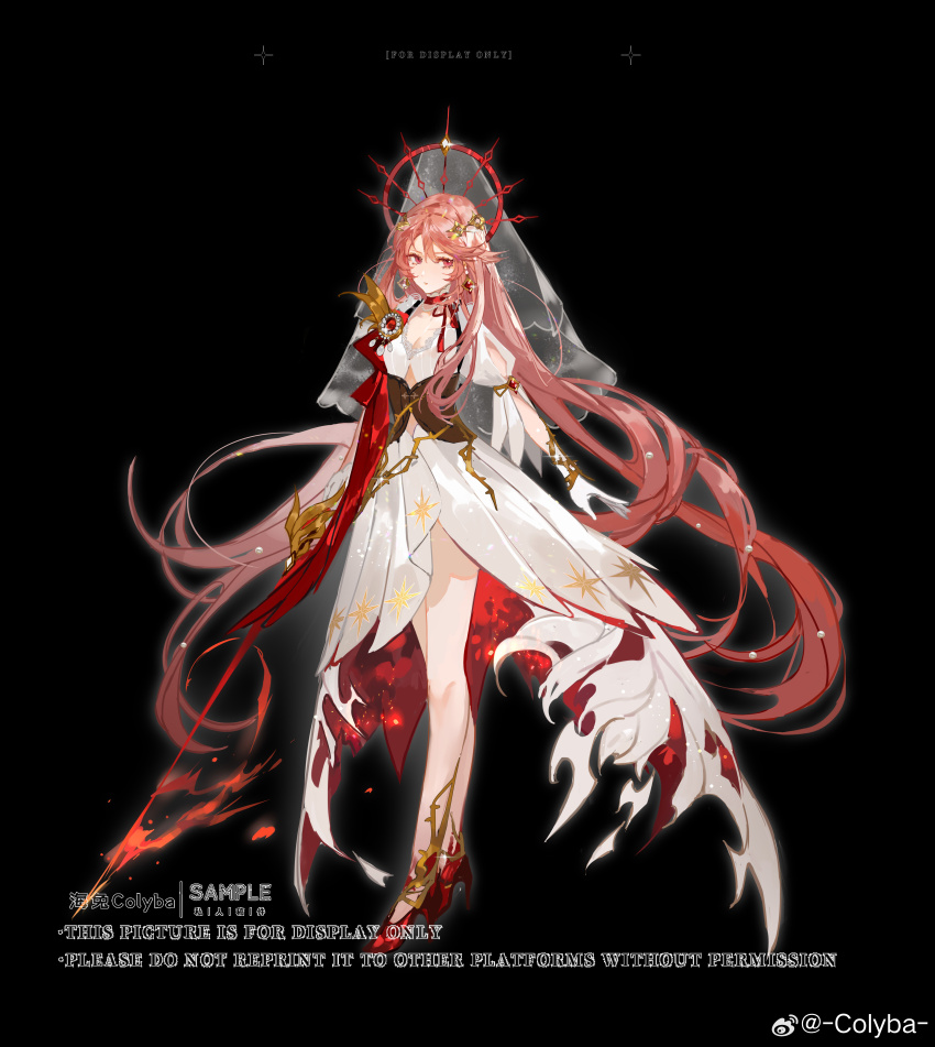 1girl, absurdres, arms_at_sides, black_background, breasts, brown_corset, choker, circlet