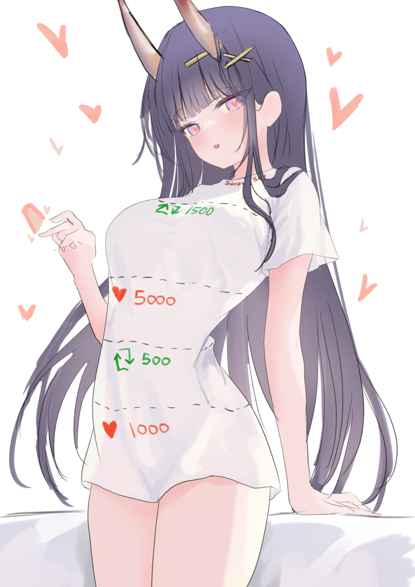 1girl, absurdres, azur_lane, cut-here_line, hair_ornament, heart, heart-shaped_pupils, highres