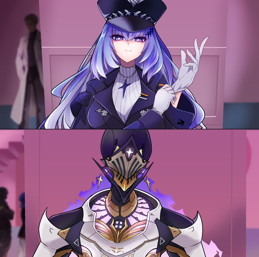 alisa_(pgr), black_hat, black_jacket, breasts, cecilie_(pgr), character_request, check_character, dorinhakawaii