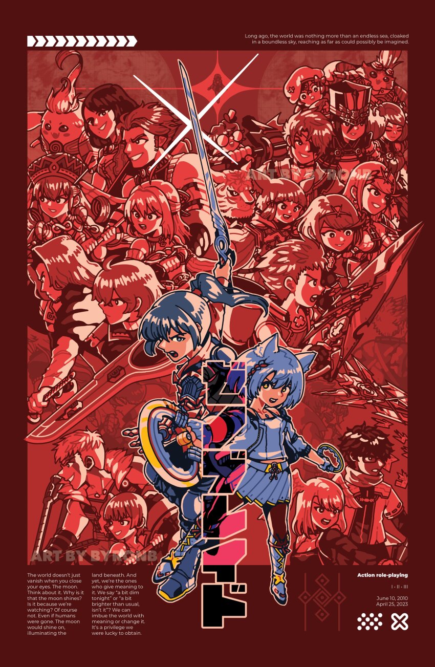 6+boys, 6+girls, absurdres, aegis_sword_(xenoblade), alvis_(xenoblade), black_hair, brighid_(xenoblade), byronb