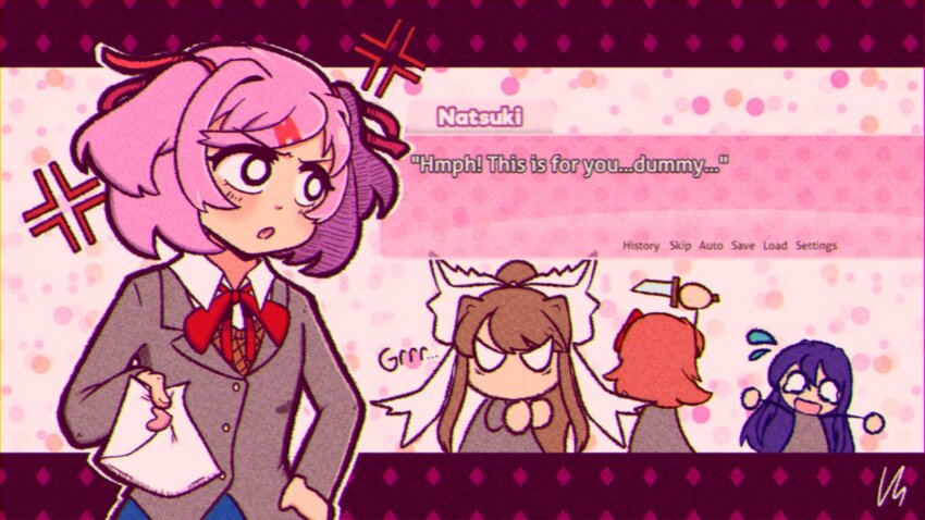 4girls, absurdres, anger_vein, angry, attack, averting_eyes, blazer, blue_skirt