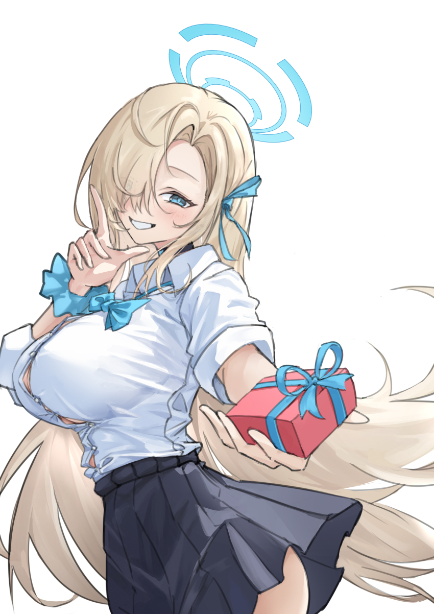 1girl, absurdres, asuna_(blue_archive), asuna_(school_uniform)_(blue_archive), black_skirt, blue_archive, blue_bow, blue_bowtie