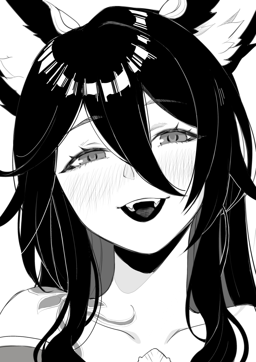 1girl, absurdres, animal_ear_fluff, animal_ears, bare_shoulders, blush, chikushi_azu, collarbone