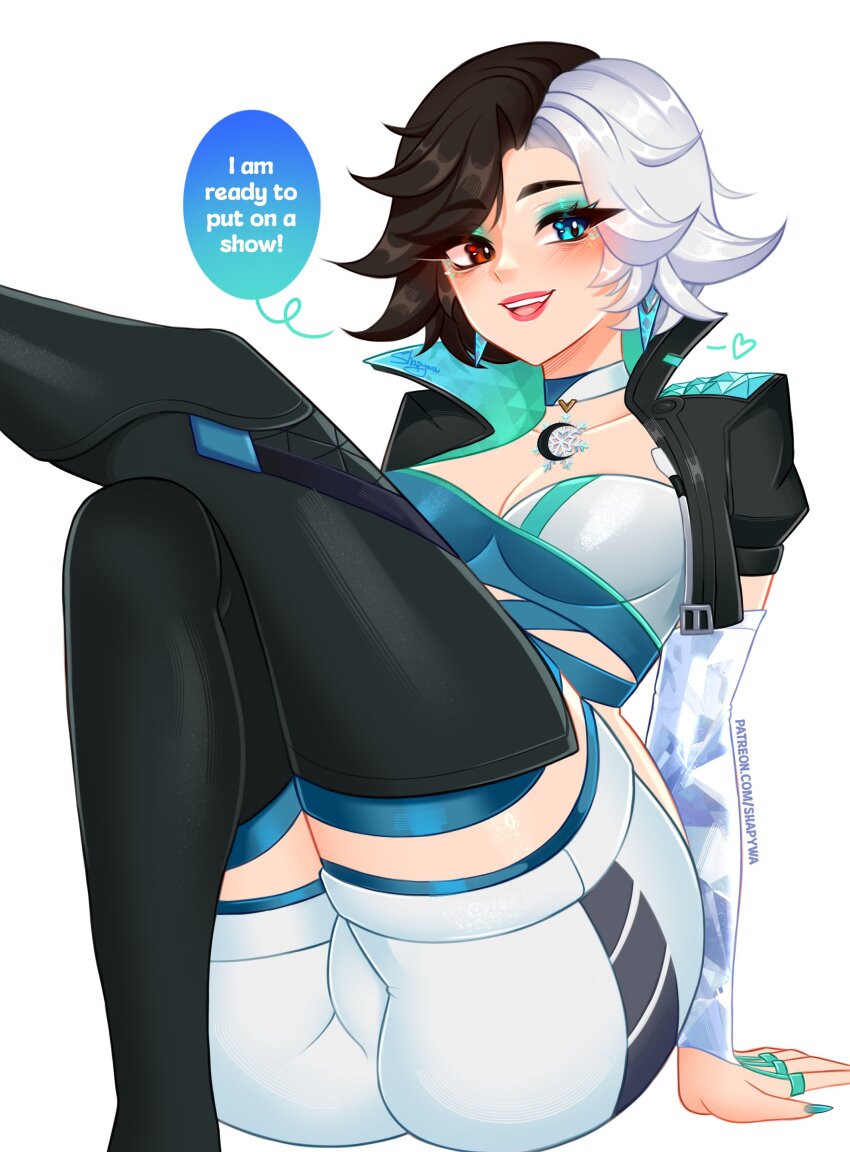 1girl, absurdres, ass, black_hair, black_jacket, blue_eyes, breasts, choker