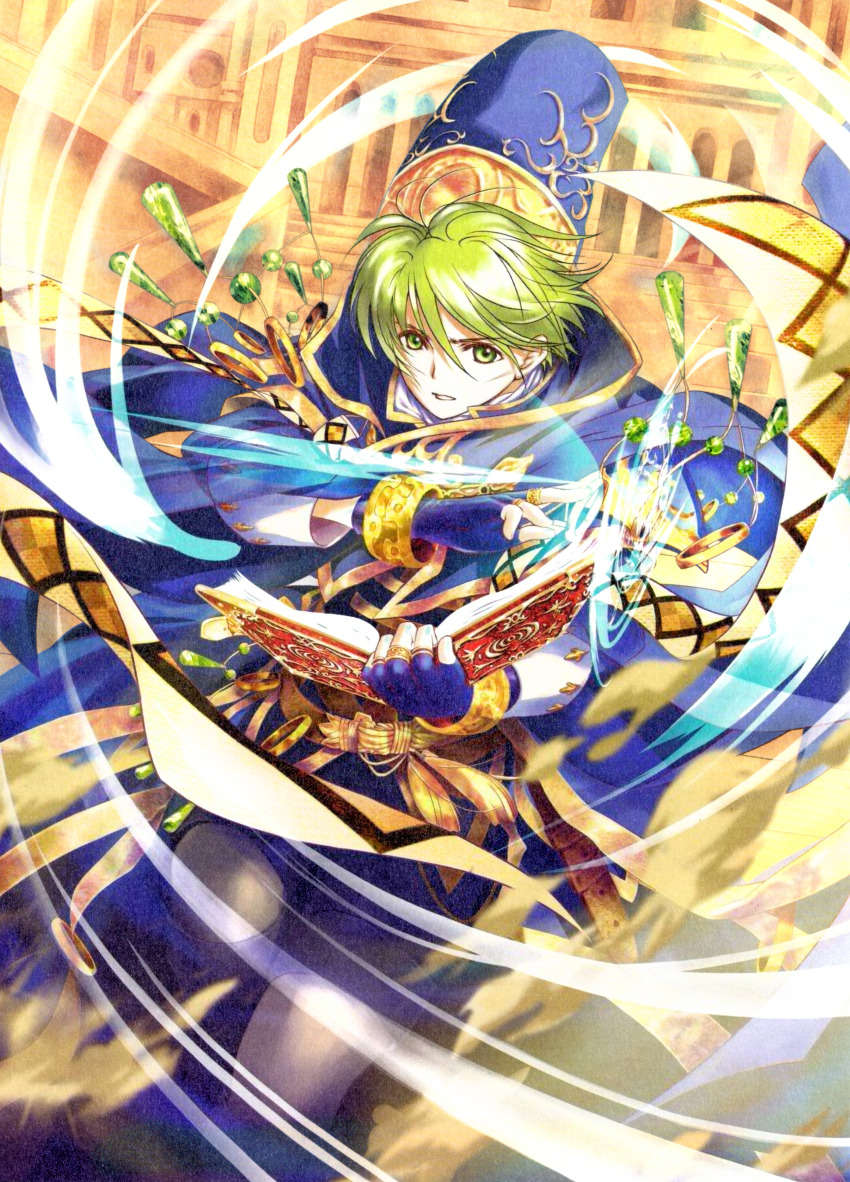 1boy, absurdres, book, bracelet, commentary, fingerless_gloves, fire_emblem, fire_emblem:_mystery_of_the_emblem