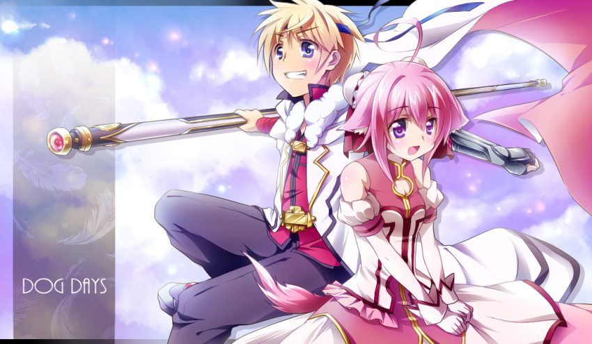 10s, 1boy, 1girl, ahoge, animal_ears, blonde_hair, blue_eyes, bun_cover