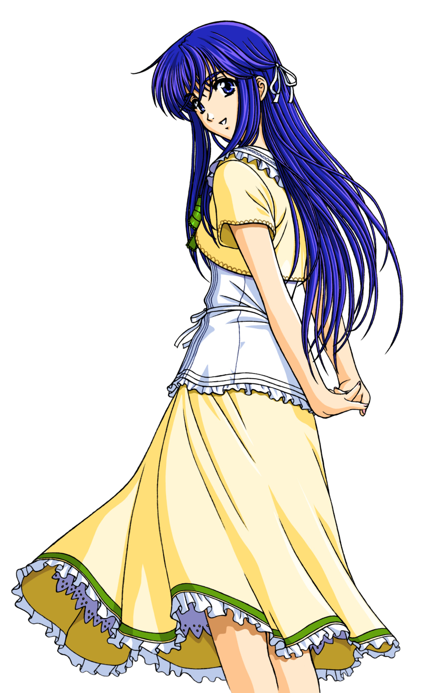1girl, absurdres, anime_coloring, arms_behind_back, bare_legs, black_outline, blue_eyes, blue_hair